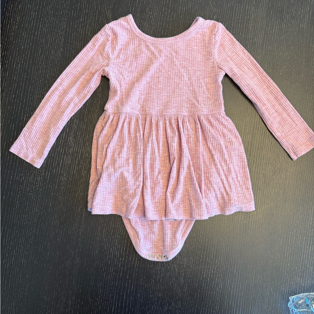 Little Sleepies Pink ribbed Long Sleeve Dress with bodysuit